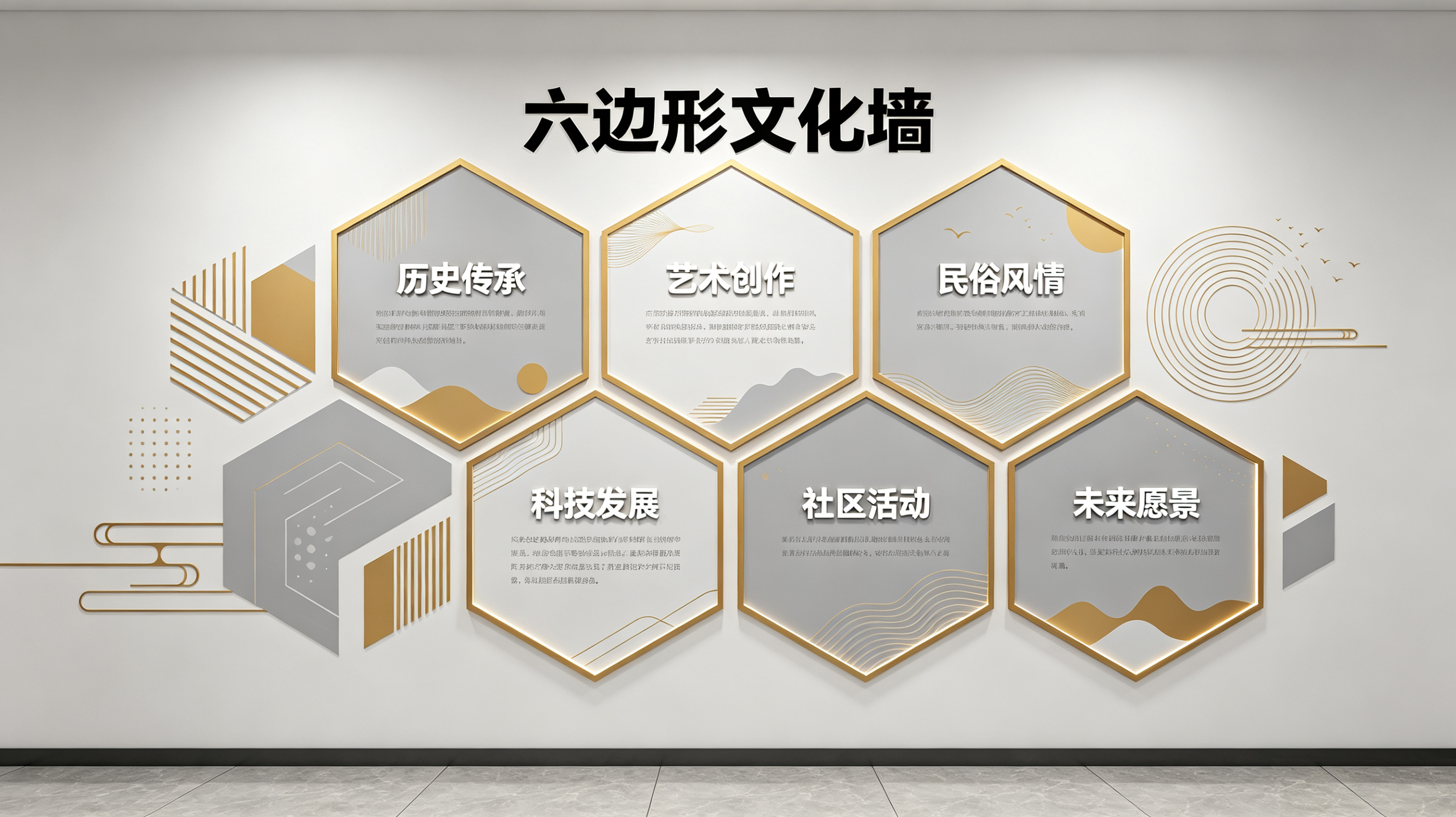  兴化企业文化墙 | 六边形信息美学